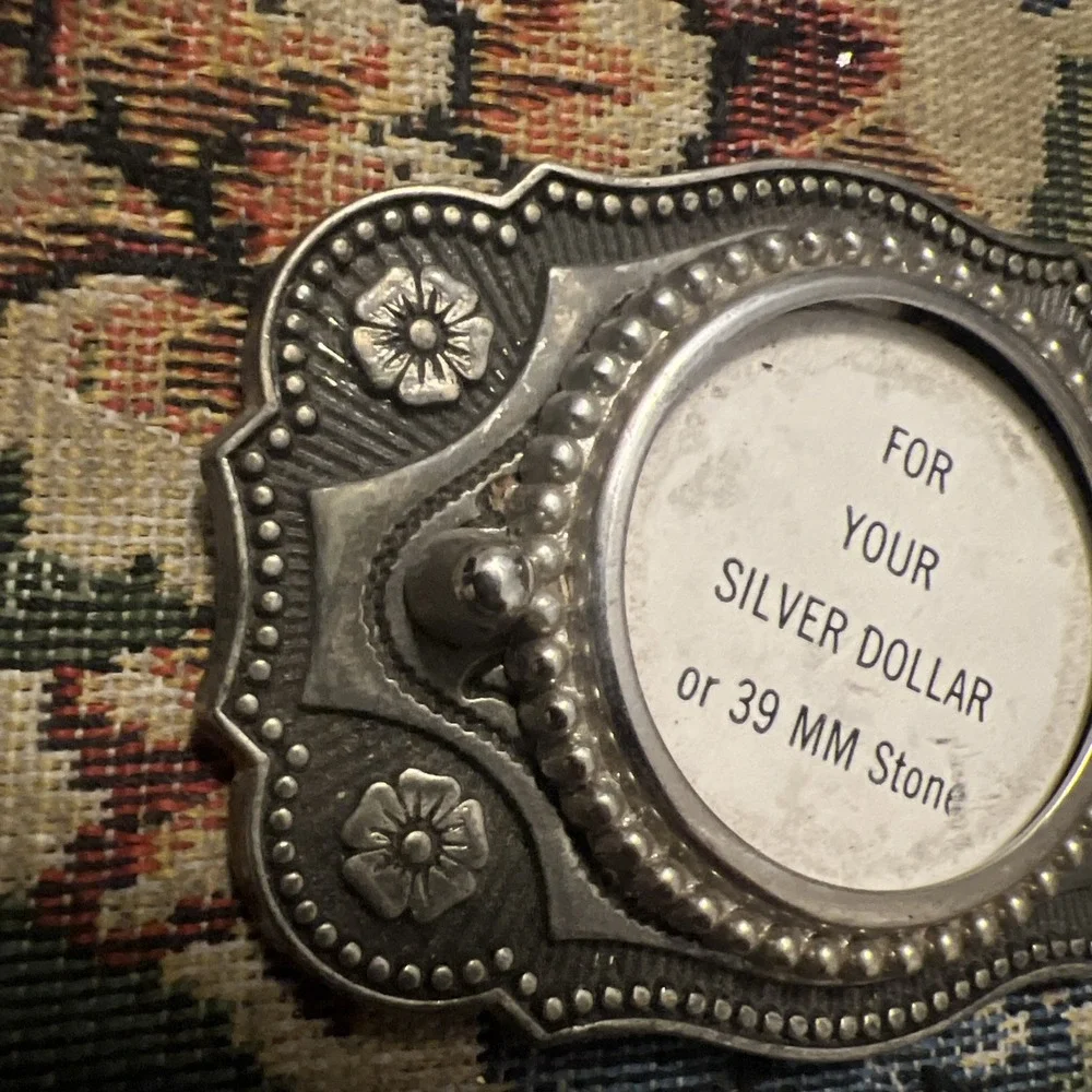 Vintage Floral Bronze Metal Belt Buckle 39x40mm Gemstone Holder Classic